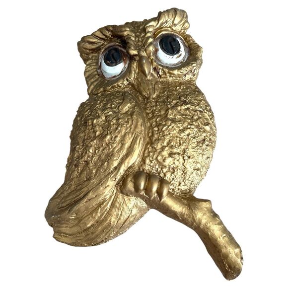 Vintage 1967 Gold Owl Wall Art Pair: Mid-Century Modern Decor - Picture 8 of 10